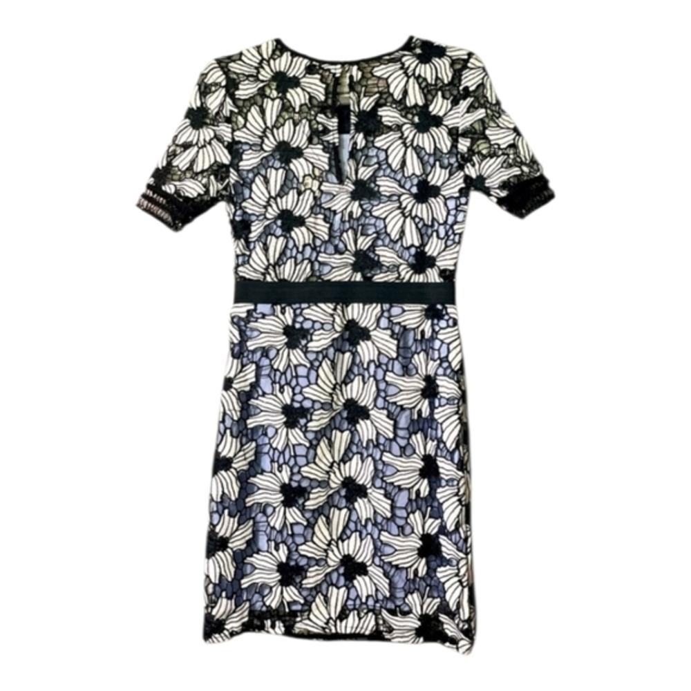 Romeo & Juliet Floral Lace Sheath‎ Dress Black White Blue Knee Length Size Small - Picture 12 of 16